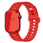 For Apple Watch Series 8 41mm Reverse Buckle Breathable Silicone Watch Band(Red) - 1