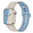 For Apple Watch Series 8 45mm Reverse Buckle Breathable Silicone Watch Band(Antique White Mist Blue) - 1