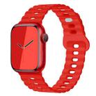 For Apple Watch Series 8 45mm Reverse Buckle Breathable Silicone Watch Band(Red) - 1