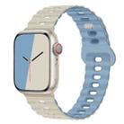 For Apple Watch SE 2022 44mm Reverse Buckle Breathable Silicone Watch Band(Antique White Mist Blue) - 1