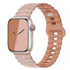 For Apple Watch SE 2022 44mm Reverse Buckle Breathable Silicone Watch Band(Oxford Pink Rose Gray) - 1