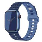 For Apple Watch Series 7 45mm Reverse Buckle Breathable Silicone Watch Band(Dark Light Navy Blue) - 1