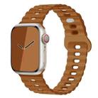 For Apple Watch Series 7 45mm Reverse Buckle Breathable Silicone Watch Band(Brown) - 1