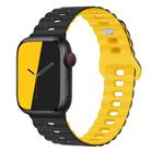 For Apple Watch SE 40mm Reverse Buckle Breathable Silicone Watch Band(Black Yellow) - 1