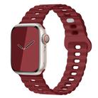 For Apple Watch SE 44mm Reverse Buckle Breathable Silicone Watch Band(Wine Red) - 1