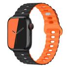 For Apple Watch Series 4 44mm Reverse Buckle Breathable Silicone Watch Band(Black Orange) - 1