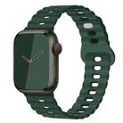 For Apple Watch Series 3 42mm Reverse Buckle Breathable Silicone Watch Band(Fir Green) - 1