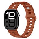 For Apple Watch Series 10 42mm Reverse Buckle Breathable Silicone Watch Band(Saddle Brown) - 1