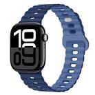 For Apple Watch Series 10 42mm Reverse Buckle Breathable Silicone Watch Band(Dark Light Navy Blue) - 1