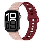 For Apple Watch Series 10 46mm Reverse Buckle Breathable Silicone Watch Band(Pink Wine Red) - 1