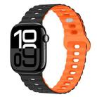 For Apple Watch Series 10 46mm Reverse Buckle Breathable Silicone Watch Band(Black Orange) - 1