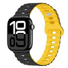 For Apple Watch Series 10 46mm Reverse Buckle Breathable Silicone Watch Band(Black Yellow) - 1