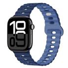 For Apple Watch Series 10 46mm Reverse Buckle Breathable Silicone Watch Band(Dark Light Navy Blue) - 1