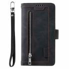 For Honor X6b 4G Global Zipper Wallet Bag Horizontal Flip PU Phone Case with 9 Card Slots(Black) - 2