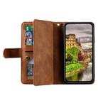 For Honor X6b 4G Global Zipper Wallet Bag Horizontal Flip PU Phone Case with 9 Card Slots(Brown) - 3