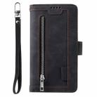 For Honor 400 Lite Nine Card Zipper Bag Leather Phone Case with Lanyard(Black) - 2
