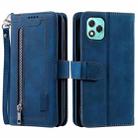 For Honor 400 Lite Nine Card Zipper Bag Leather Phone Case with Lanyard(Blue) - 1