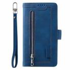 For Honor 400 Lite Nine Card Zipper Bag Leather Phone Case with Lanyard(Blue) - 2