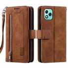 For Honor 400 Lite Nine Card Zipper Bag Leather Phone Case with Lanyard(Brown) - 1