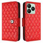 For Wiko T20  Rhombic Texture Flip Leather Phone Case with Lanyard(Red) - 2