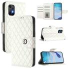 For UMIDIGI Bison X20 Rhombic Texture Flip Leather Phone Case with Lanyard(White) - 1