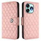 For UMIDIGI A15 / A15C / A15T Rhombic Texture Flip Leather Phone Case with Lanyard(Coral Pink) - 2