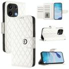 For UMIDIGI Note 100 Rhombic Texture Flip Leather Phone Case with Lanyard(White) - 1