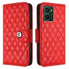 For HMD Pulse Pro  Rhombic Texture Flip Leather Phone Case with Lanyard(Red) - 2