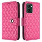 For HMD Pulse Pro  Rhombic Texture Flip Leather Phone Case with Lanyard(Rose Red) - 2