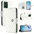 For HMD Pulse Pro  Rhombic Texture Flip Leather Phone Case with Lanyard(White) - 1