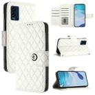 For BLU View Speed 5G  Rhombic Texture Flip Leather Phone Case with Lanyard(White) - 1