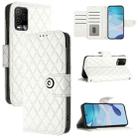 For BLU View 5 Pro Rhombic Texture Flip Leather Phone Case with Lanyard(White) - 1