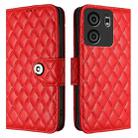 For BLU View 5 Rhombic Texture Flip Leather Phone Case with Lanyard(Red) - 2