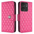 For BLU View 5 Rhombic Texture Flip Leather Phone Case with Lanyard(Rose Red) - 2