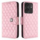 For BLU View 5 Rhombic Texture Flip Leather Phone Case with Lanyard(Pink) - 2