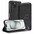 For iPhone 15 IMAK Count Series Flip Leather Phone Case(Black) - 1