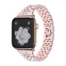 For Apple Watch Series 9 45mm Bling Diamond Chain Metal Watch Band(Rose Pink) - 1