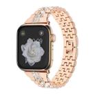 For Apple Watch Series 8 45mm Bling Diamond Chain Metal Watch Band(Rose Gold) - 1