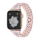 For Apple Watch Series 8 45mm Bling Diamond Chain Metal Watch Band(Rose Pink) - 1