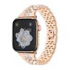 For Apple Watch Series 7 45mm Bling Diamond Chain Metal Watch Band(Rose Gold) - 1