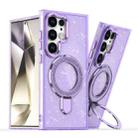 For Samsung Galaxy S24 Ultra Glitter Ring Holder MagSafe Phone Case(Purple) - 1