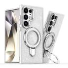 For Samsung Galaxy S24 Ultra Glitter Ring Holder MagSafe Phone Case(White) - 1