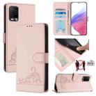 For BLU View 5 Pro Cat Rat Embossed RFID Leather Phone Case with Lanyard(Pink) - 1