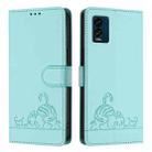 For BLU View Speed 5G Cat Rat Embossed RFID Leather Phone Case with Lanyard(Mint Green) - 2