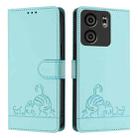 For BLU View 5 Cat Rat Embossed RFID Leather Phone Case with Lanyard(Mint Green) - 2