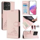 For BLU View 5 Cat Rat Embossed RFID Leather Phone Case with Lanyard(Pink) - 1