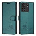 For BLU View 5 Cat Rat Embossed RFID Leather Phone Case with Lanyard(Peacock Green) - 2