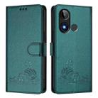 For BLU C9 Cat Rat Embossed RFID Leather Phone Case with Lanyard(Peacock Green) - 2