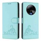 For BLU Bold K50 Cat Rat Embossed RFID Leather Phone Case with Lanyard(Mint Green) - 2