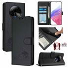 For BLU Bold K50 Cat Rat Embossed RFID Leather Phone Case with Lanyard(Black) - 1